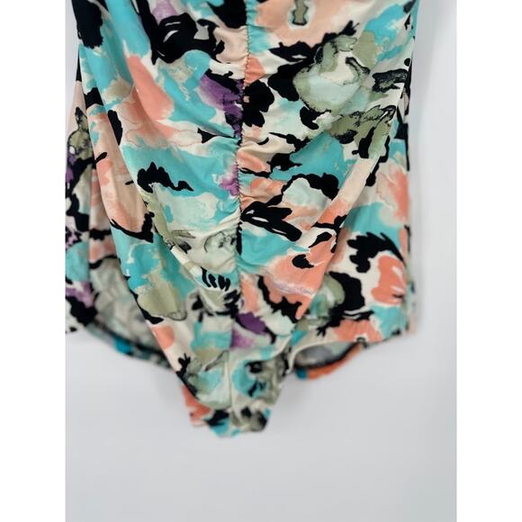 VTG Maxine Of Hollywood 14 Retro Inspired Floral One Piece Bathing Suit Pinup - Picture 4 of 12